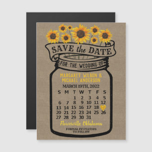 Invitation Magnétique Mariage Sauvez la date Mason Jar Farm Mars 2022
