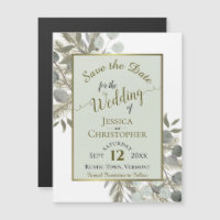 Mariage Sauvez la date Pin d'or & Sage de verdure