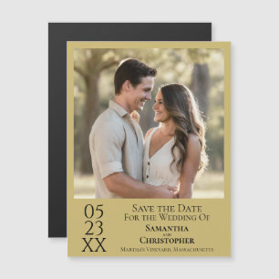 Invitation Magnétique Mariage Simple Moderne Photo Or Épargnez la Date