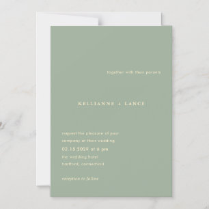 Invitation Magnétique Mariage Simple Vert Sauge Moderne
