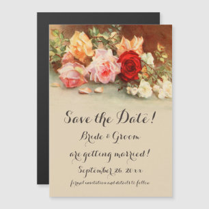 Invitation Magnétique Mariage Vintage, Nature morte de fleurs de roses a