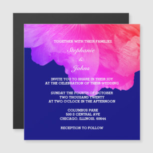 Invitation Magnétique Marine rose Florale Cute blanche bleue Cute blanch