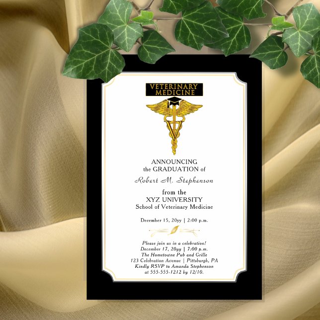 Invitation Magnétique Médecine vétérinaire Diplôme vétérinaire (Veterinary Medicine Veterinarian Graduation Magnetic Invitation)