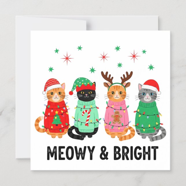 Invitation Magnétique Meowy Christmas Cat (Recto)