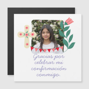 Invitation Magnétique Merci d'avoir célébré ma confirmation avec photo