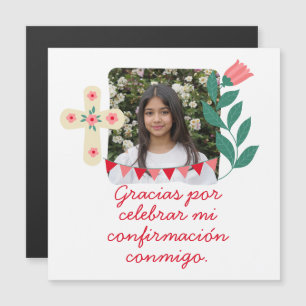 Invitation Magnétique Merci d'avoir célébré ma confirmation avec photo 