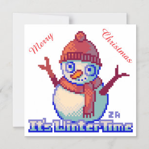 Invitation Magnétique Merry Christmas Snowman pixelart, Pixel Art 