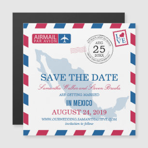 Invitation Magnétique Mexico Airmail Enregistrer la date
