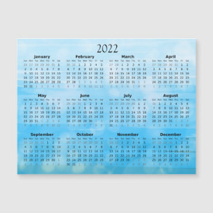 Invitation Magnétique Mini calendrier magnétique ombré bleu 2022
