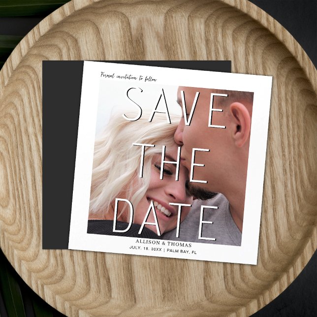 Invitation Magnétique Minimal Enregistrer Le Mariage Photo Date (Magnetic invites stick to any metal, ensuring guests remember your special day with ease.)