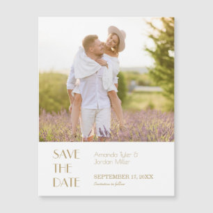 Invitation Magnétique Minimaliste Gold Modern Art Déco Photo Date d'enre