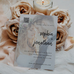 Invitation Magnétique Minimaliste moderne   Photo QR Code Enregistrer la