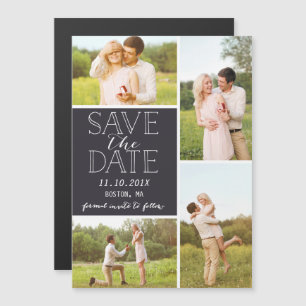 Invitation Magnétique Modern Save The Date 4 Photo Classic Collage