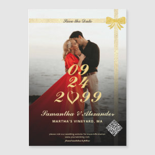 Invitation Magnétique Modern Simple Heart Photo Wedding Enregistrer la d