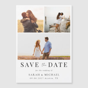 Invitation Magnétique Modern Simple Photo Collage Mariage Enregistrer la