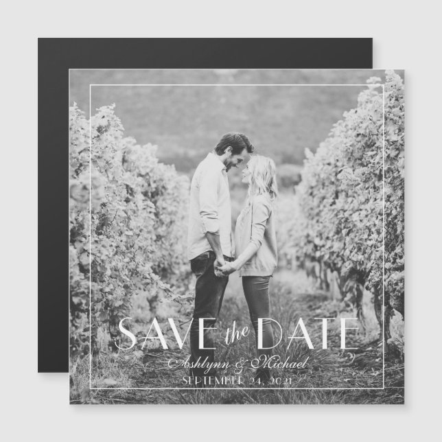 Invitation Magnétique Moderne et élégant Carré Mariage (Devant / Derrière)