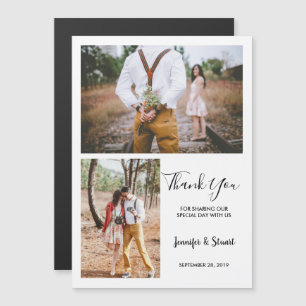 Invitation Magnétique Moderne rustique élégant Merci photo mariage