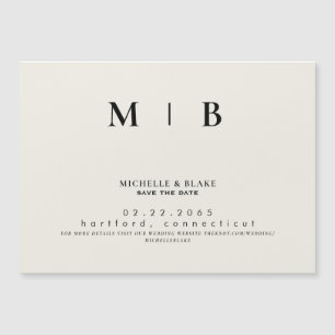 Invitation Magnétique Monogramme simple et élégant Beige Enregistrer la