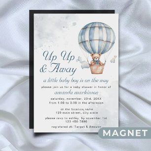 Invitation Magnétique Montez et partez ! Baby shower de ballon Teddy Bea