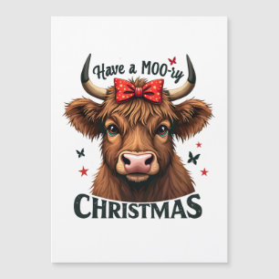 Invitation Magnétique Moory Christmas adorable vache portant Père Noël