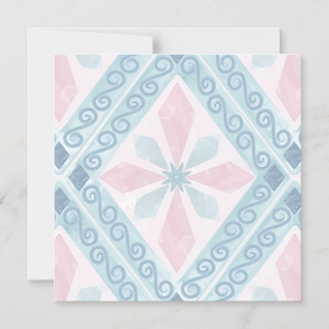 Invitation Magnétique motif bleu en forme de diamant (Recto)