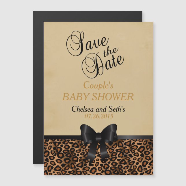 Invitation Magnétique Motif du chat animal de Jaguar| Baby shower (Devant / Derrière)