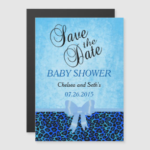 Invitation Magnétique Motif du chat animal de Jaguar  Bleu  Douche pour