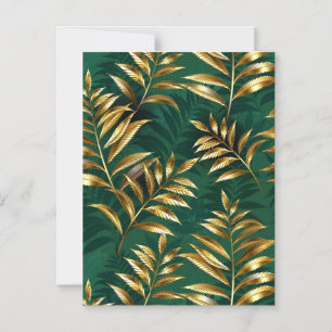 Invitation Magnétique Motif sans couture avec des fougères dorées