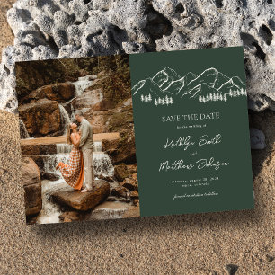 Invitation Magnétique Mountain Outdoor Sage Green Wedding Enregistrer La