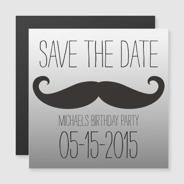 Invitation Magnétique Moustache / Moustache / Schnurrbart + votre texte (Devant / Derrière)