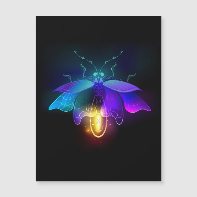 Invitation Magnétique Neon Firefly sur noir (Devant)
