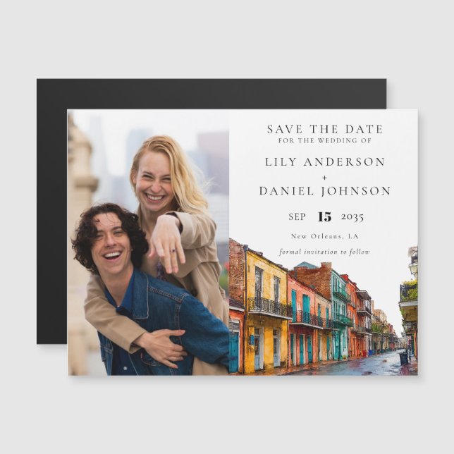 Invitation Magnétique New Orleans Photo Wedding Save The Date (Devant / Derrière)