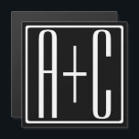 Invitation Magnétique Noir & Blanc | Initiales de couple<br><div class="desc">Parfait pour un double monogramme ou même un logo. Merci pour votre achat!</div>