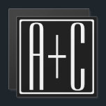 Invitation Magnétique Noir & Blanc | Initiales de couple<br><div class="desc">Parfait pour un double monogramme ou même un logo. Merci pour votre achat!</div>