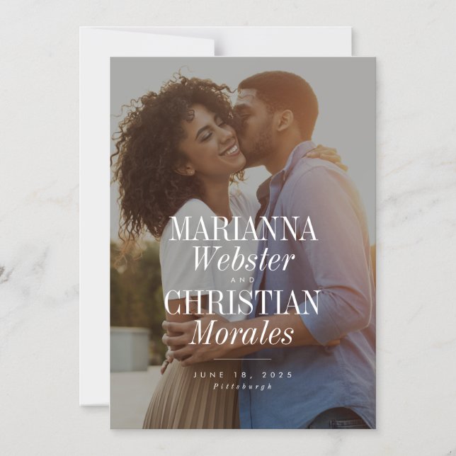 Invitation Magnétique Nom en gras unique moderne une photo enregistrer l (Recto)