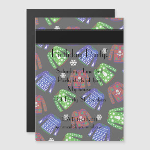 Invitation Magnétique Nom personnalisé noir moche motif de Noël