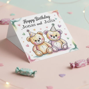 Invitation Magnétique Nounours Ours en Peluche pour Jumeaux