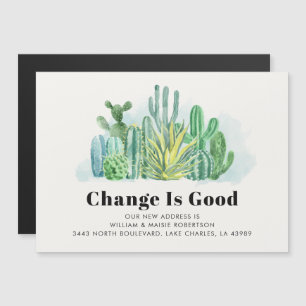 Invitation Magnétique Nous avons déménagé aquarelle Succulents en mouvem
