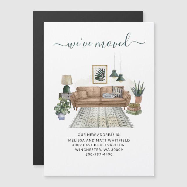 Invitation Magnétique Nous avons déplacé Chic Nouvelle Adresse Déplaceme (Devant / Derrière)
