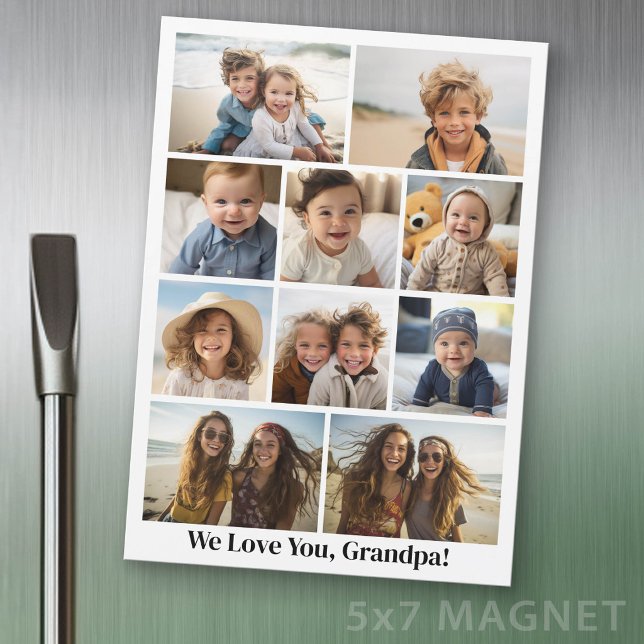 Invitation Magnétique Nous vous aimons papi - 10 Collage de photos - Mag (Photo Magnet - 5x7 size)