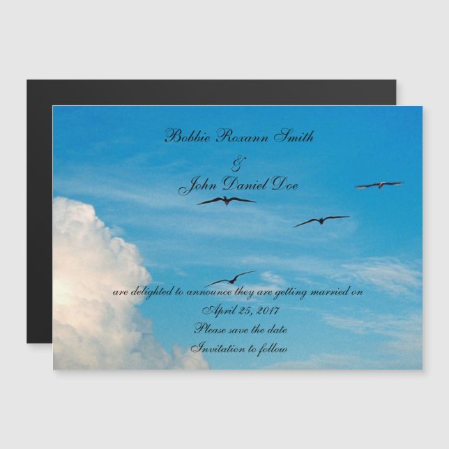 Invitation Magnétique Oiseaux en vol Enregistrer la date (Devant / Derrière)