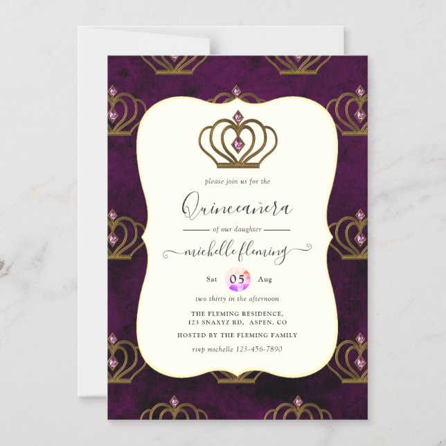 Invitation magnétique Old Gold Elegance pour Quinc (Recto)