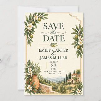 Invitation Magnétique Oliveraie Méditerranéenne Enregistrez la Date | It