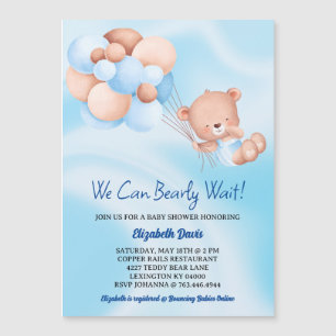 Invitation Magnétique On Peut Attendre De Beau Beige Baby shower Garçon