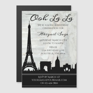 Invitation Magnétique Ooh La La Paris Skyline Photo Anniversaire