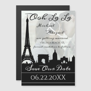 Invitation Magnétique Ooh La La Paris Skyline Photo Enregistrer la date