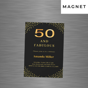 Invitation Magnétique Or noir 50ème anniversaire fabuleux