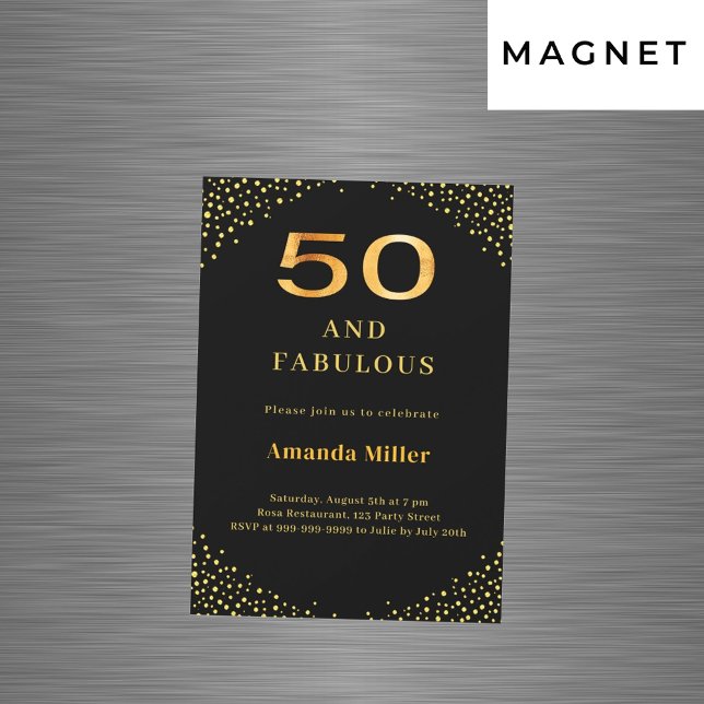 Invitation Magnétique Or noir 50ème anniversaire fabuleux (Créateur téléchargé)