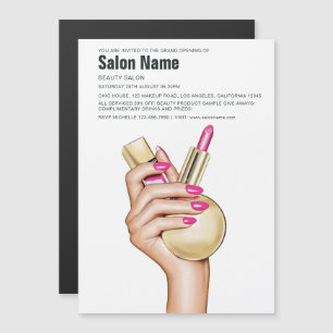 Invitation Magnétique Ouverture du salon de beauté chic et glamour rose