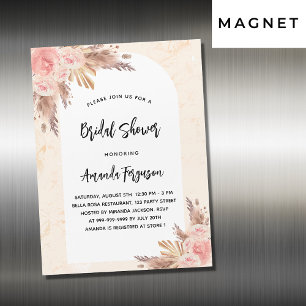 Invitation Magnétique Pampas de douche nuptiale gazon rose or luxueux